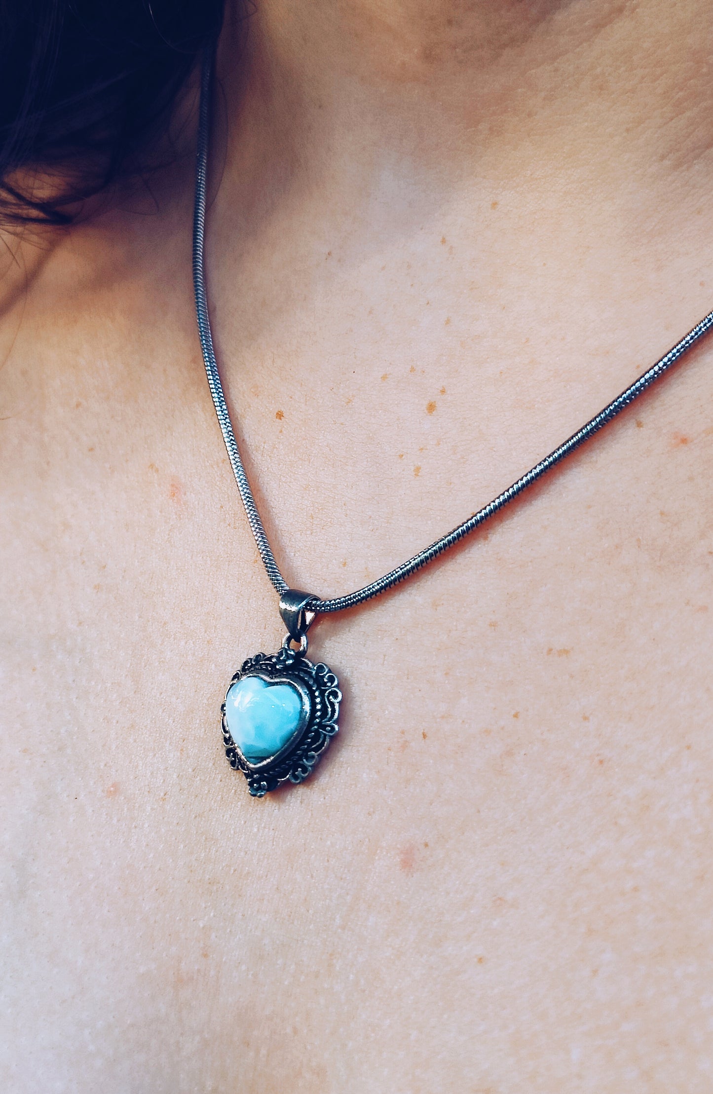 Colar Heart Larimar